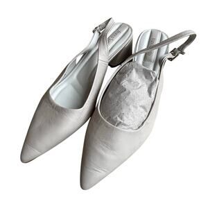 Franco Sarto 'Racer' Matte White leather slingback pumps pointy toes US 10M